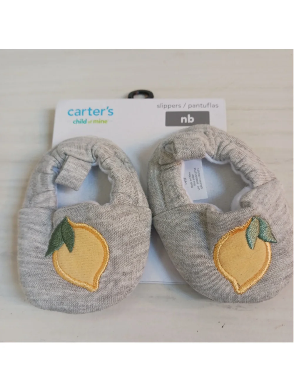 Carter's Child of Mine, New Born Infant Girl Lemon Slippers